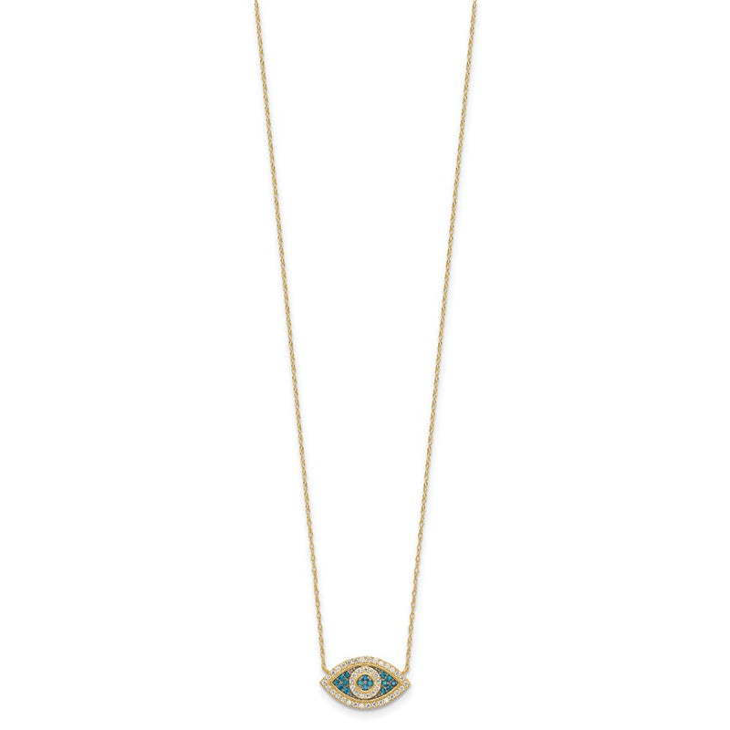10K Yellow Gold 10K Polished Cz Evil Eye W/2 In Ext Necklace