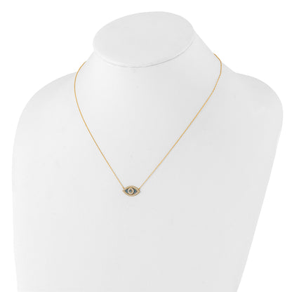 10K Yellow Gold 10K Polished Cz Evil Eye W/2 In Ext Necklace
