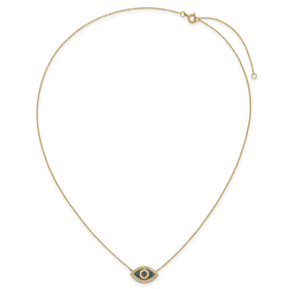 10K Yellow Gold 10K Polished Cz Evil Eye W/2 In Ext Necklace