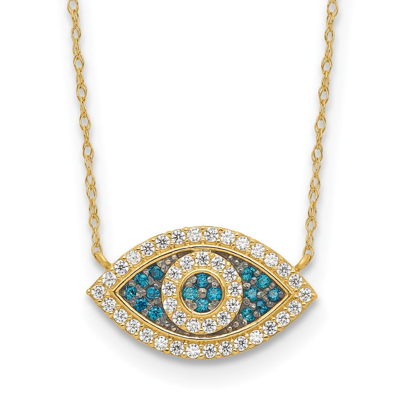 10K Yellow Gold 10K Polished Cz Evil Eye W/2 In Ext Necklace