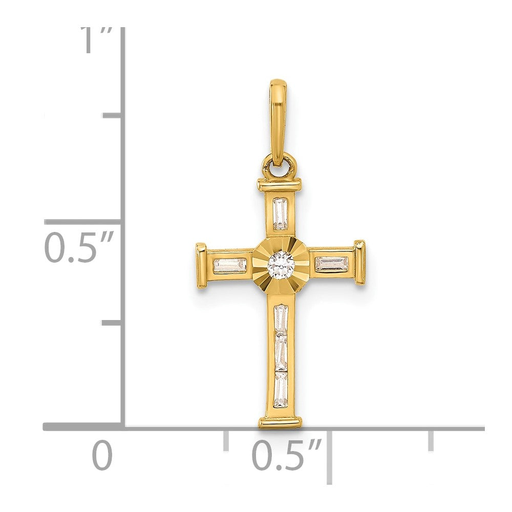 10K Yellow Gold 10K Polished Cz Cross Charm