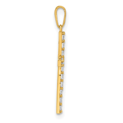 10K Yellow Gold 10K Polished Cz Latin Cross Charm