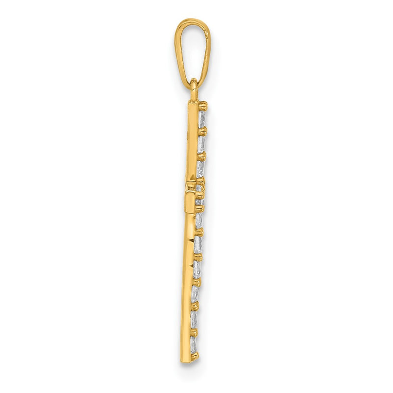 10K Yellow Gold 10K Polished Cz Latin Cross Charm