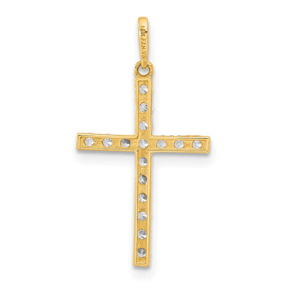 10K Yellow Gold 10K Polished Cz Latin Cross Charm