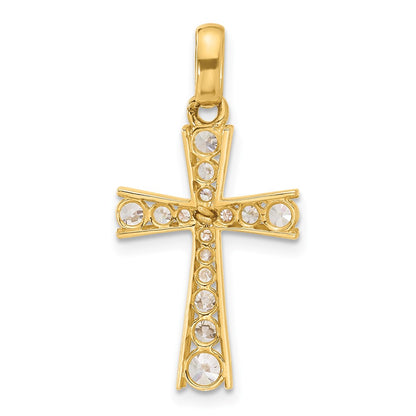 10K Yellow Gold 10K Polished Cz Latin Cross Pendant