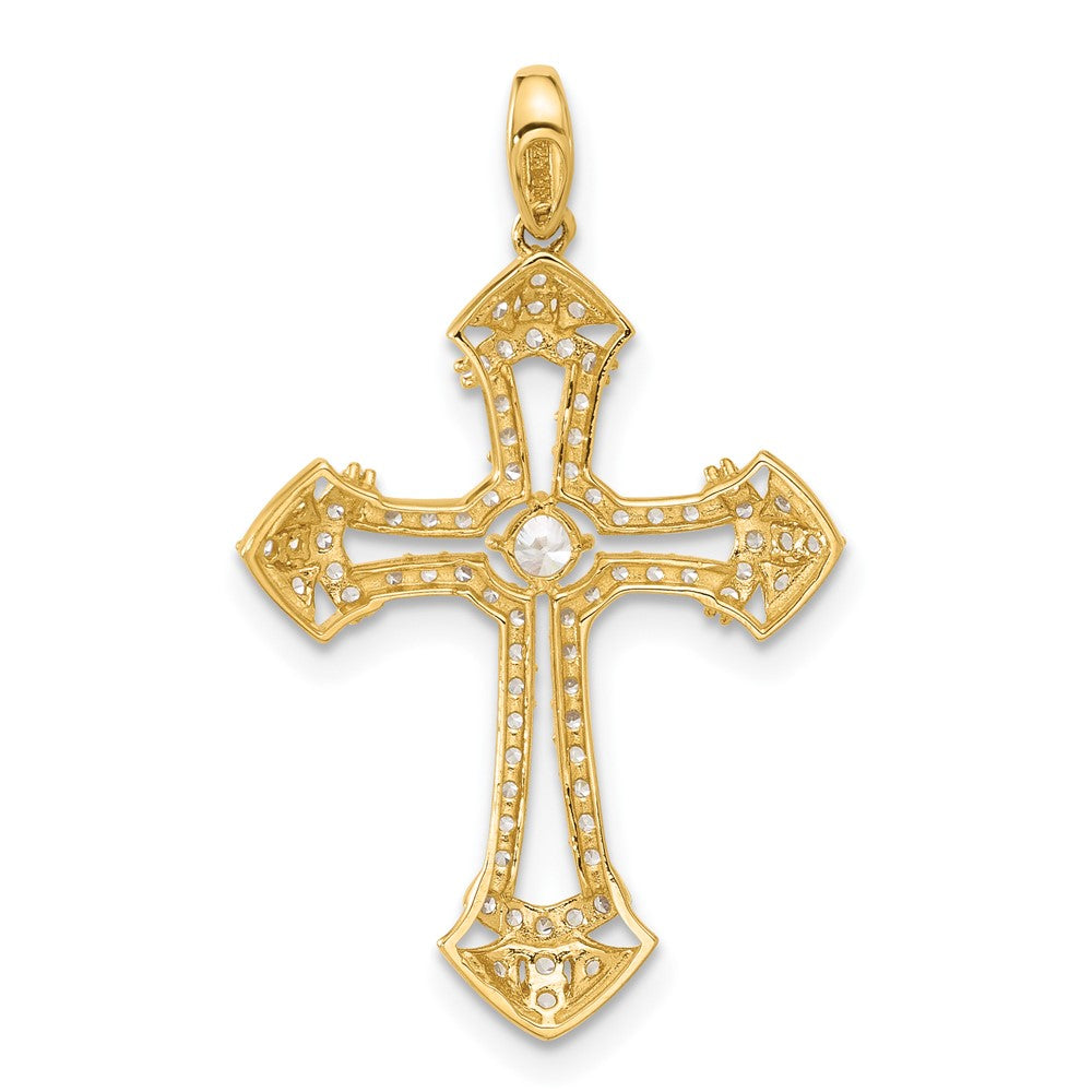 10K Yellow Gold 10K Polished Cz Fancy Cross Pendant
