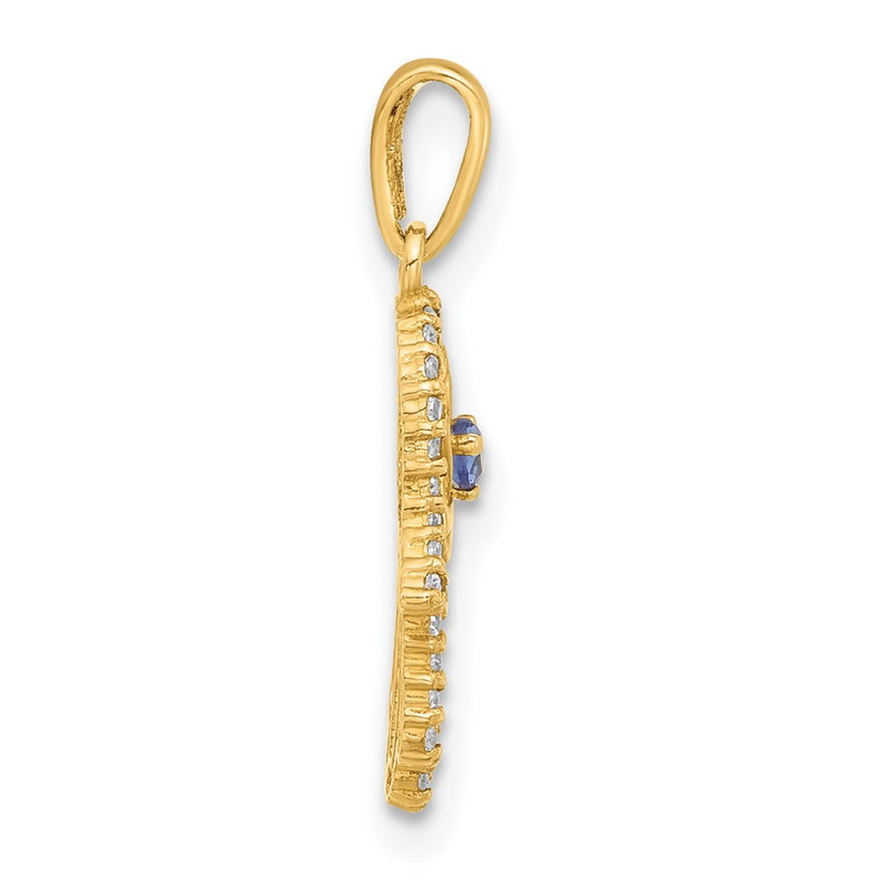 10K Yellow Gold 10K Polished Cz Evil Eye Hamsa Charm