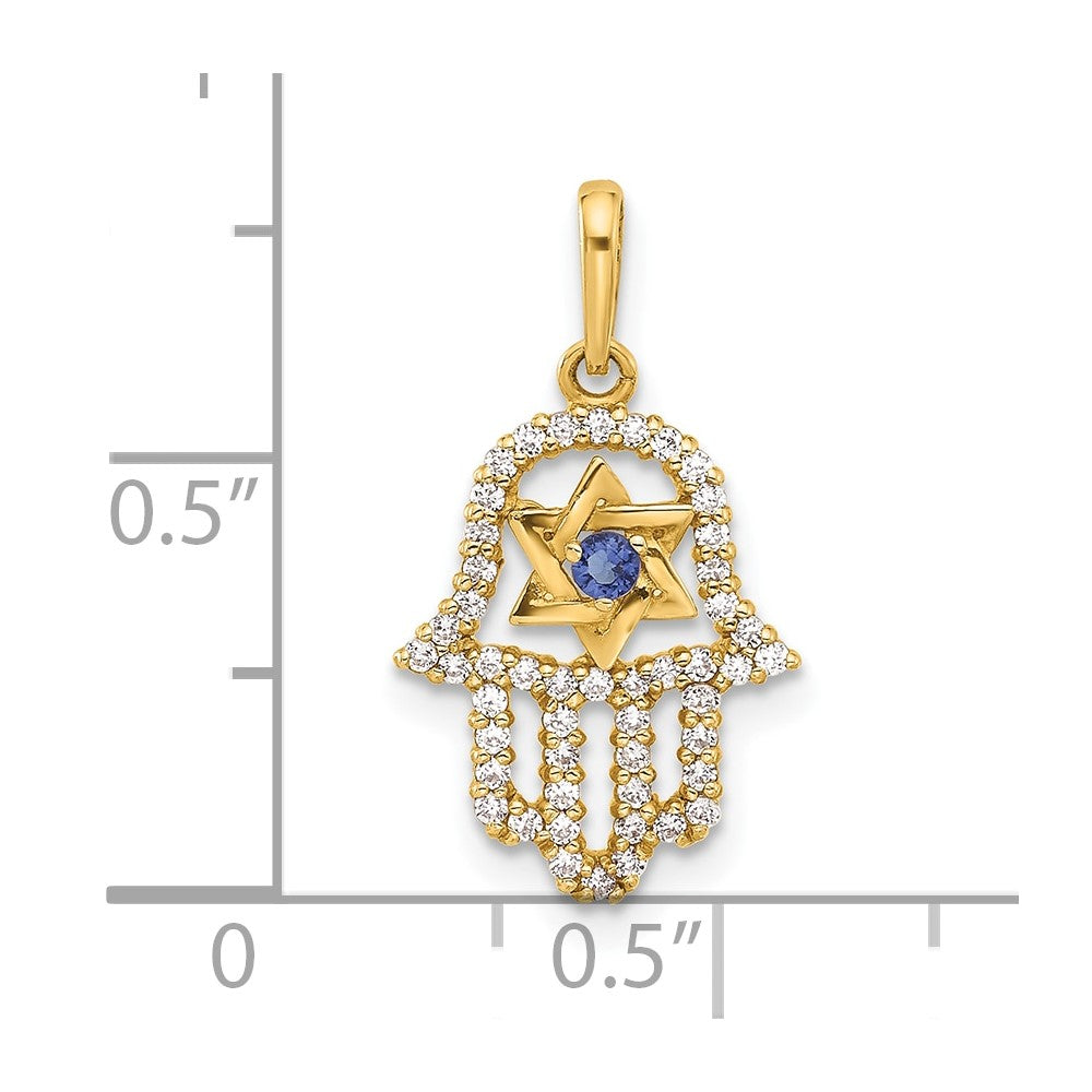 10K Yellow Gold 10K Polished Cz Evil Eye Hamsa Charm