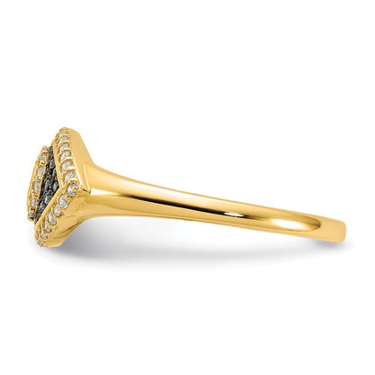 10K Yellow Gold 10K Polished Blue And White Cz Evil Eye Ring
