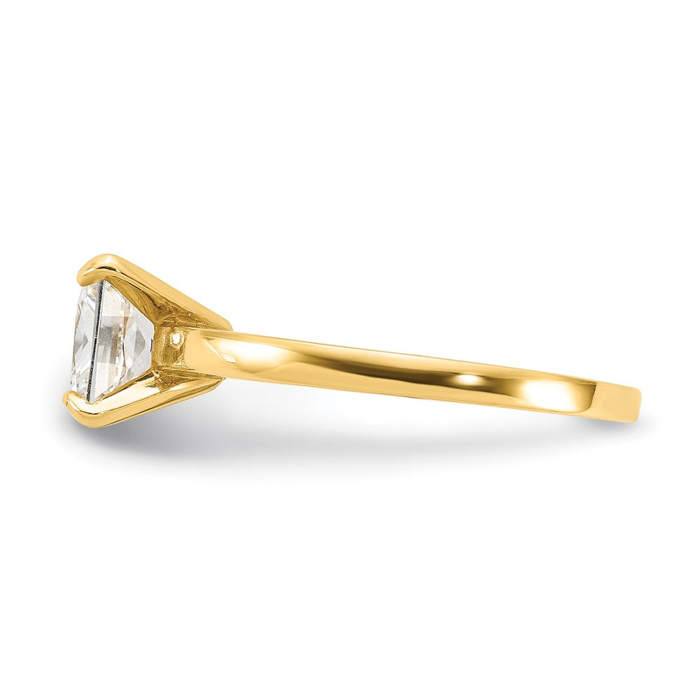 10K Yellow Gold 10K Polished Square Cz Solitaire Ring