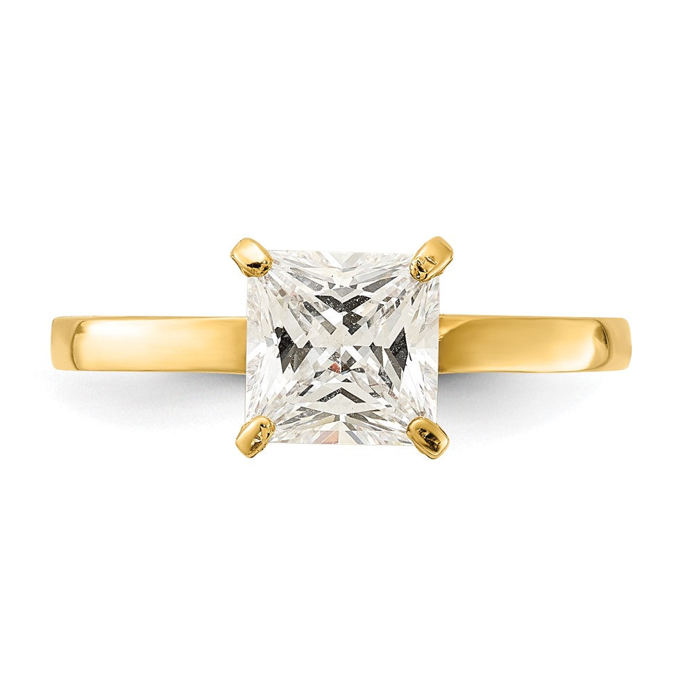 10K Yellow Gold 10K Polished Square Cz Solitaire Ring