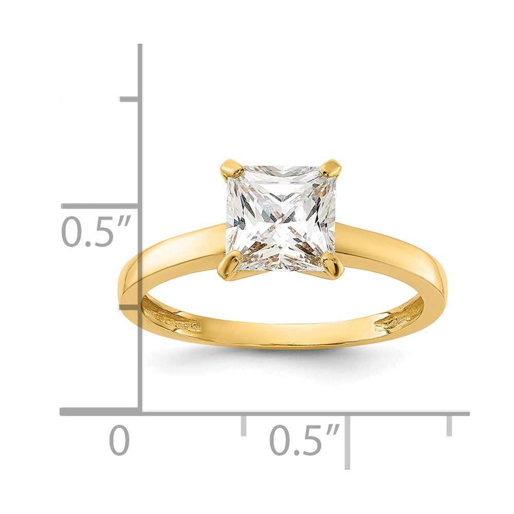 10K Yellow Gold 10K Polished Square Cz Solitaire Ring