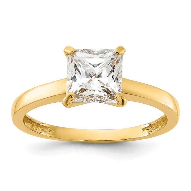 10K Yellow Gold 10K Polished Square Cz Solitaire Ring