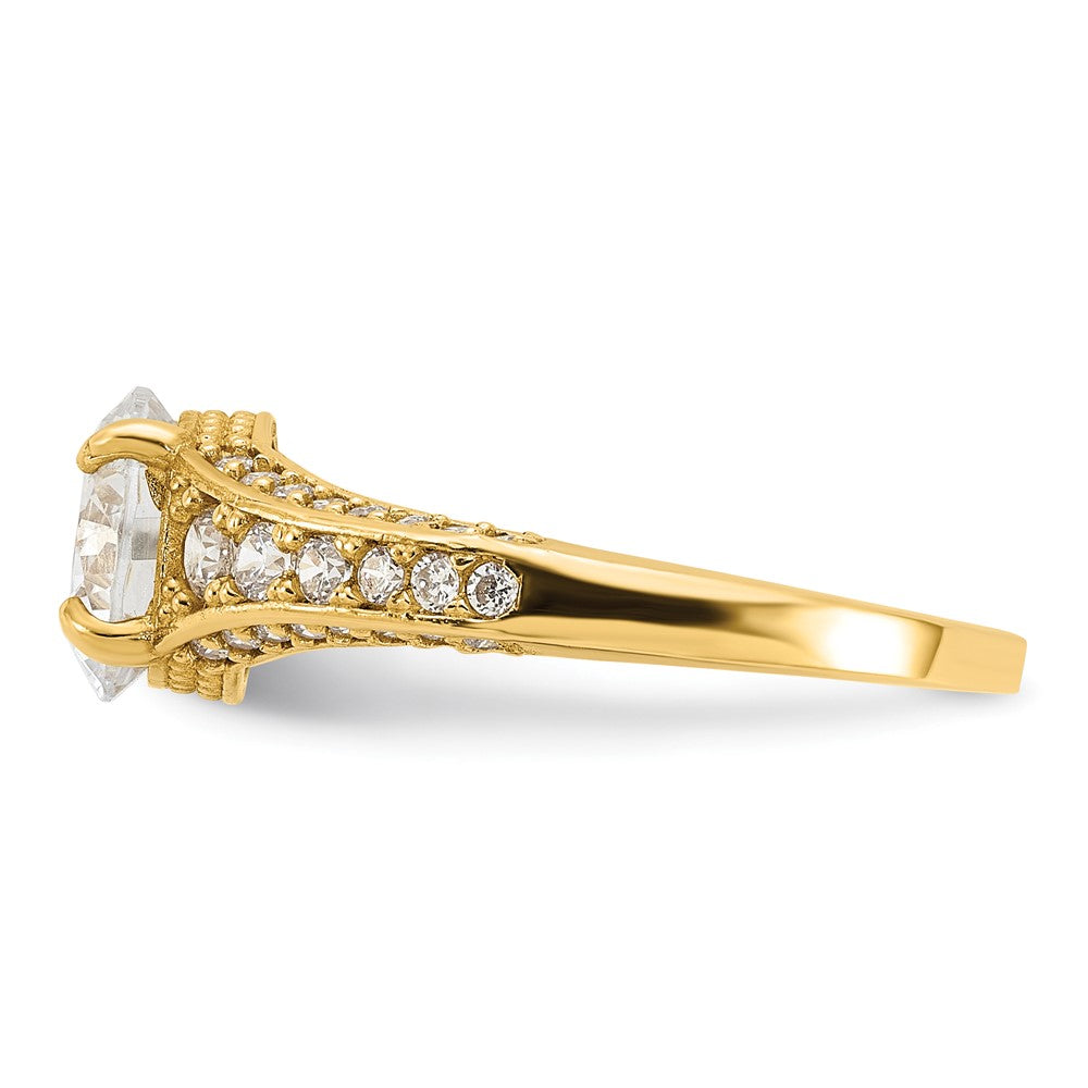 10K Yellow Gold 10K Polished Cz Center And Side Stones Ring