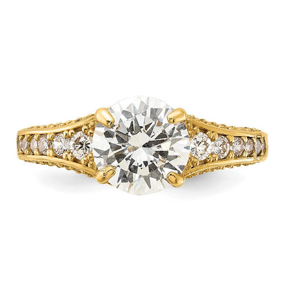 10K Yellow Gold 10K Polished Cz Center And Side Stones Ring