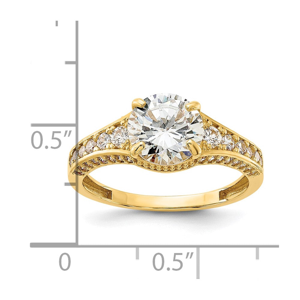10K Yellow Gold 10K Polished Cz Center And Side Stones Ring