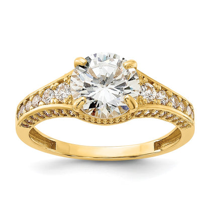 10K Yellow Gold 10K Polished Cz Center And Side Stones Ring