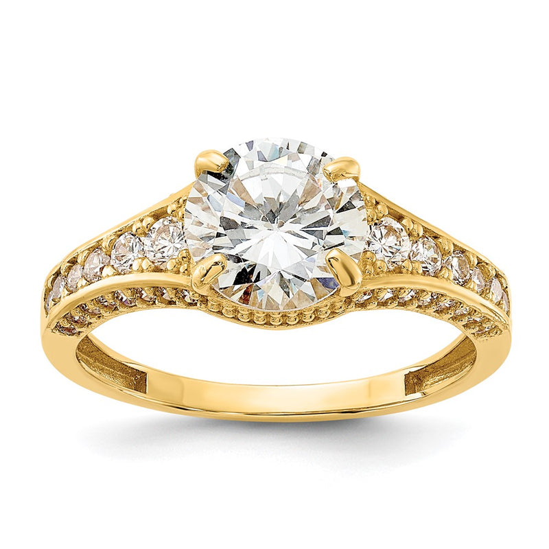 10K Yellow Gold 10K Polished Cz Center And Side Stones Ring