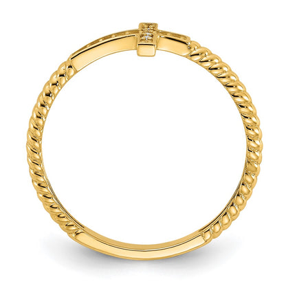 10K Yellow Gold 10K Polished Cz Cross Ring