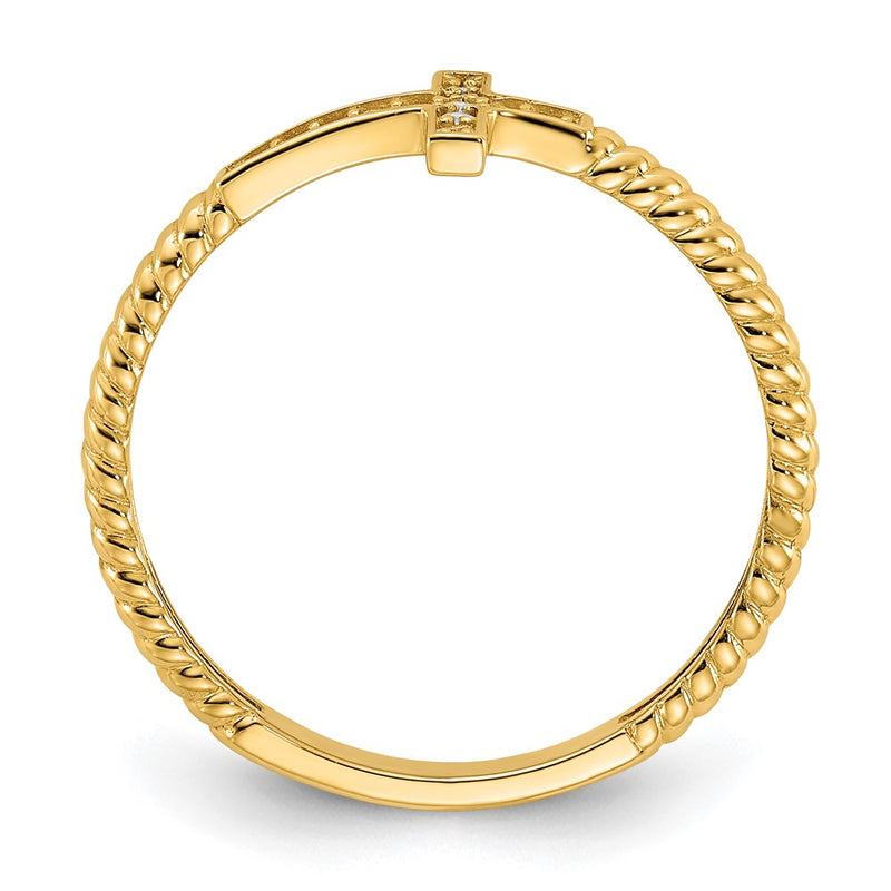 10K Yellow Gold 10K Polished Cz Cross Ring