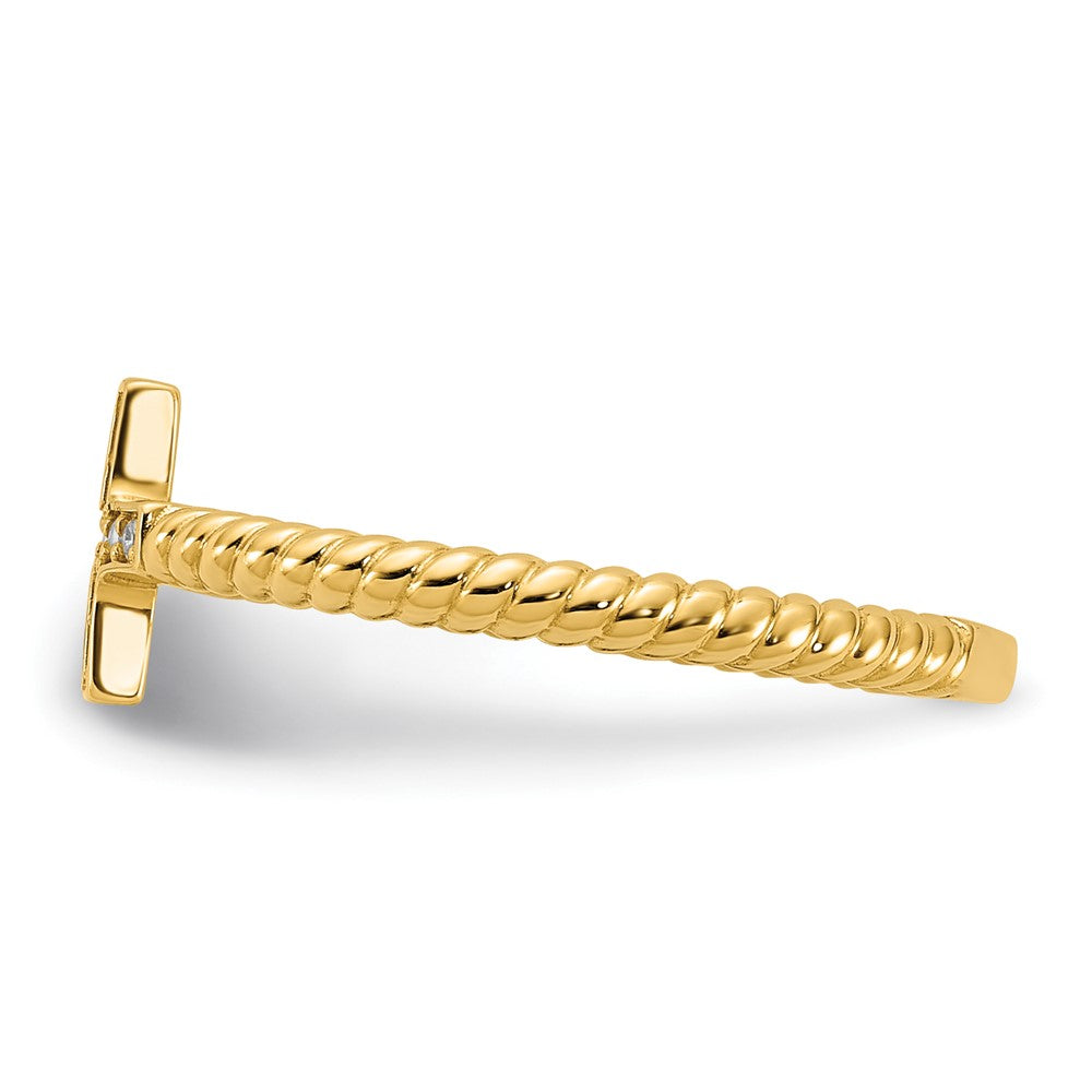 10K Yellow Gold 10K Polished Cz Cross Ring