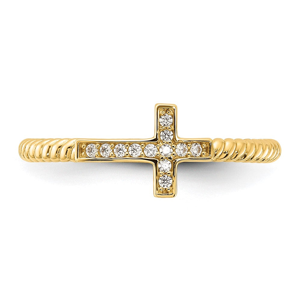 10K Yellow Gold 10K Polished Cz Cross Ring
