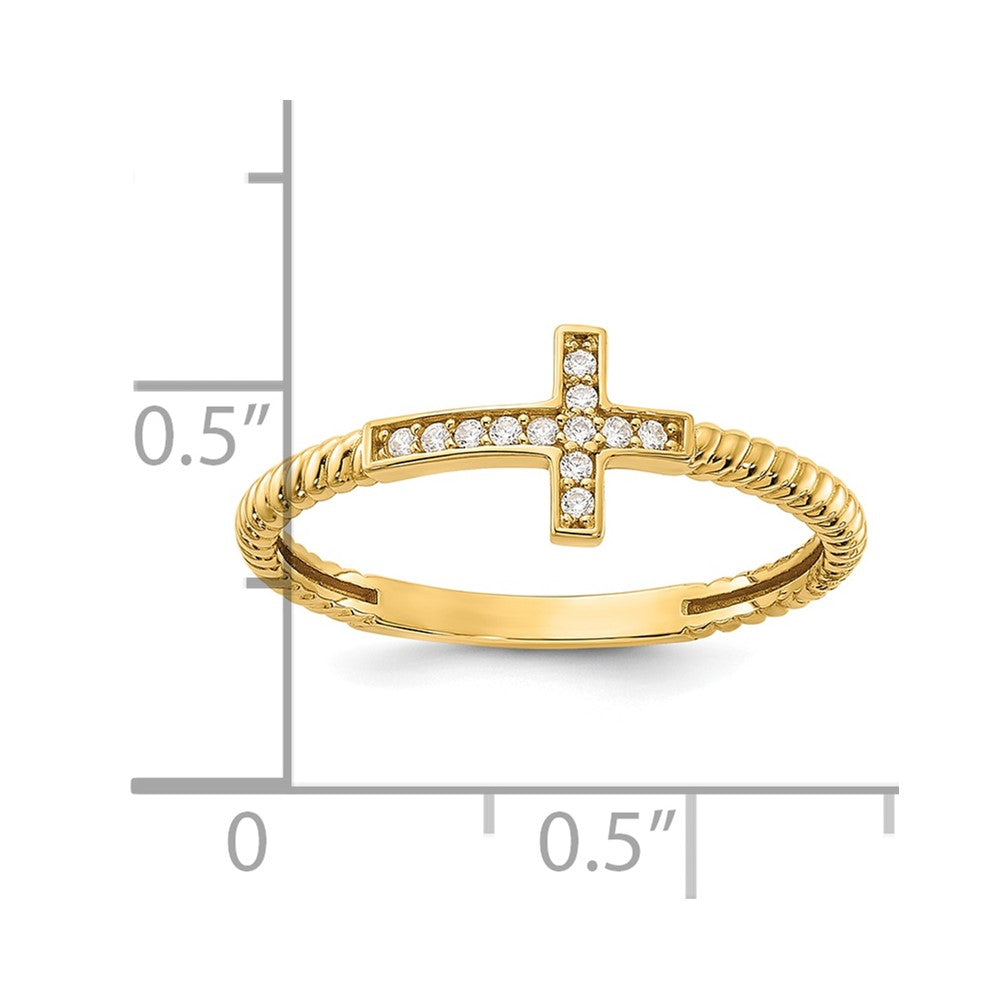 10K Yellow Gold 10K Polished Cz Cross Ring