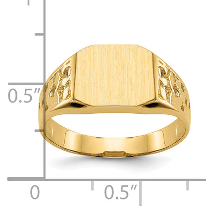 10K Yellow Gold 9.0X10.5mm Open Back Men'S Signet Ring
