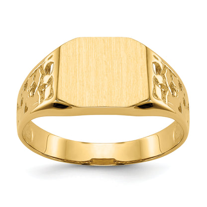 10K Yellow Gold 9.0X10.5mm Open Back Men'S Signet Ring