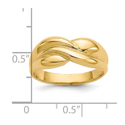 10K Yellow Gold Polished Twisted Dome Ring