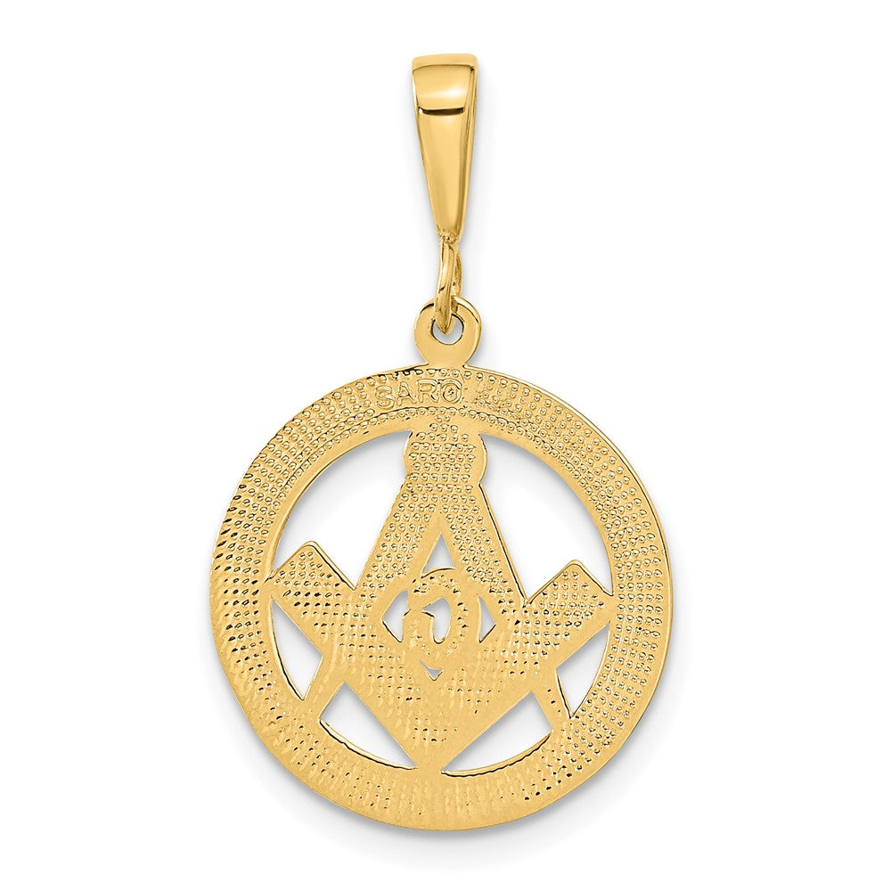10K Yellow Gold Polished And Textured Masonic Symbol Pendant