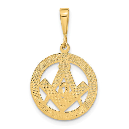10K Yellow Gold Polished And Textured Masonic Symbol Pendant