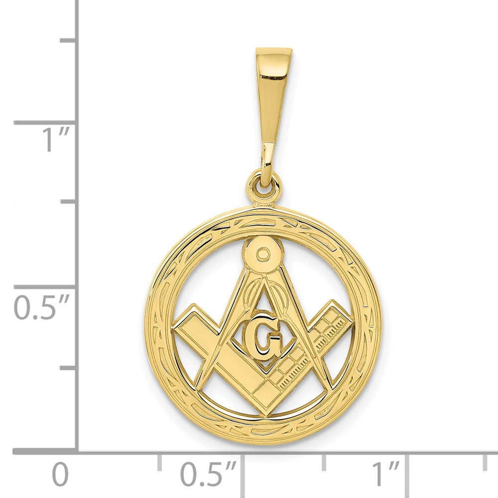 10K Yellow Gold Polished And Textured Masonic Symbol Pendant