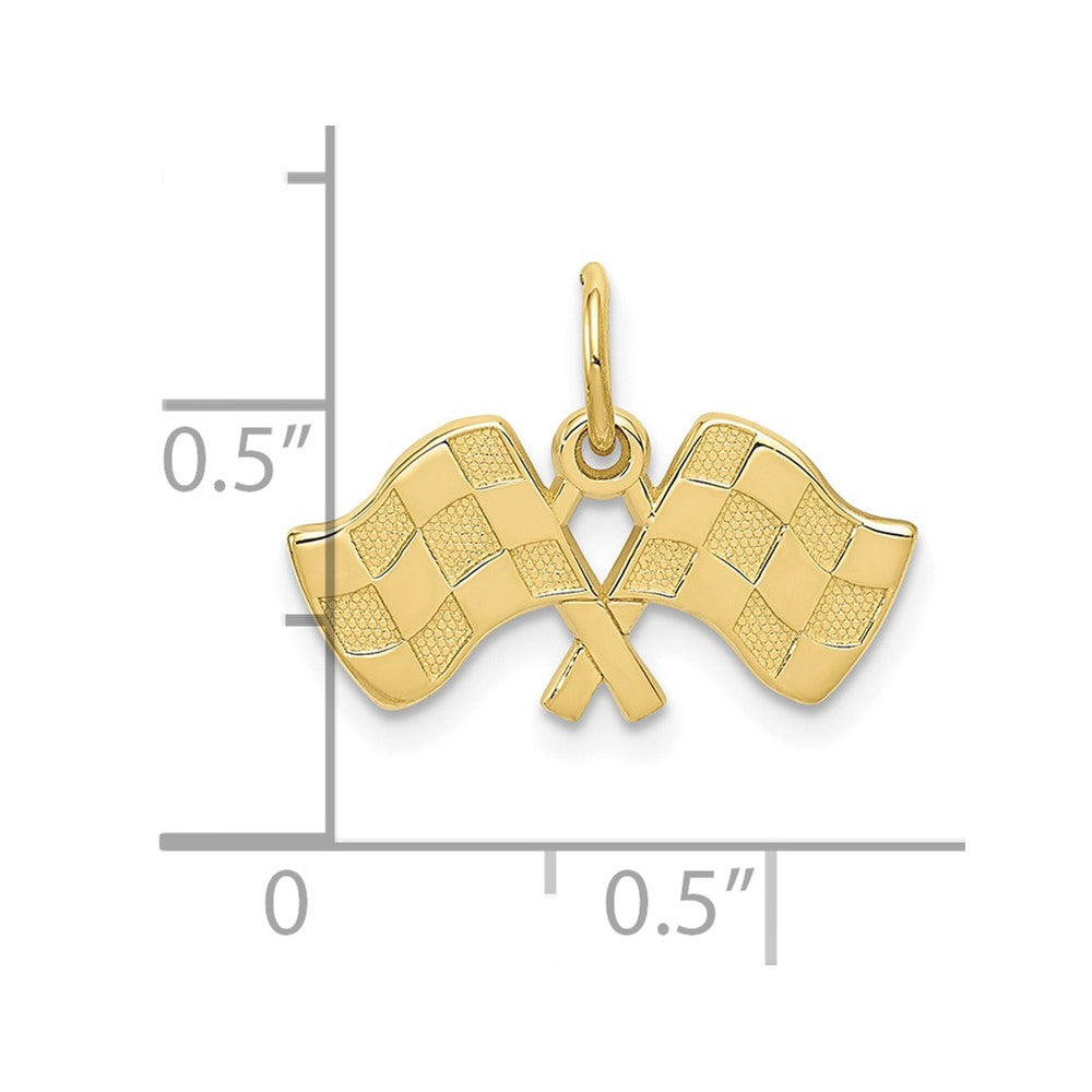 10K Yellow Gold Racing Flags Charm
