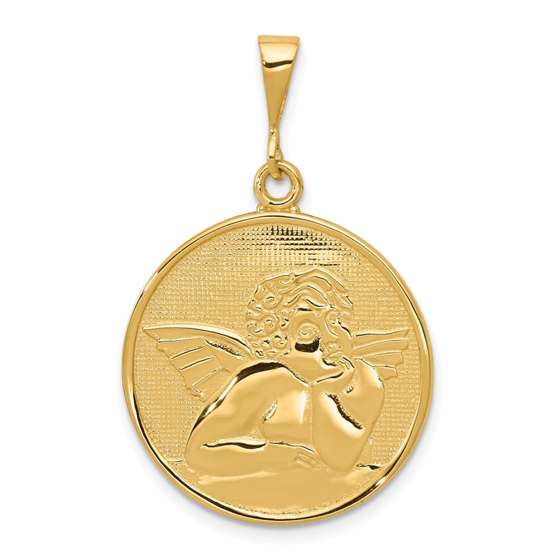 10K Yellow Gold Polished & Satin Angel Pendant