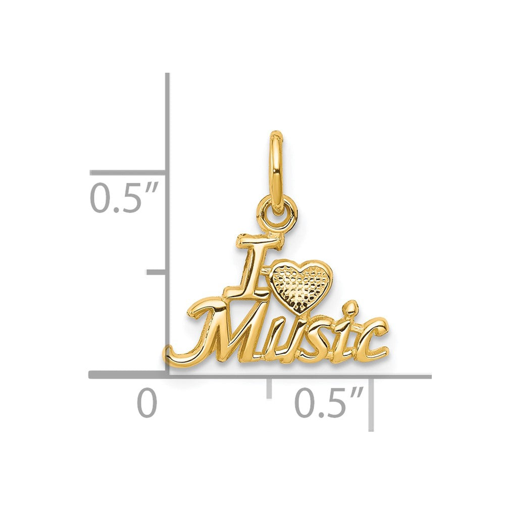 10k Yellow Gold I LOVE MUSIC Charm