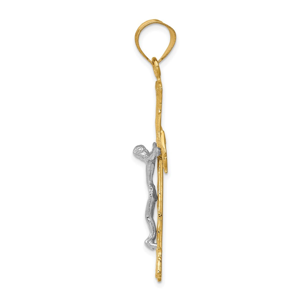 10K Two-Tone Diamond-Cut Crucifix Pendant