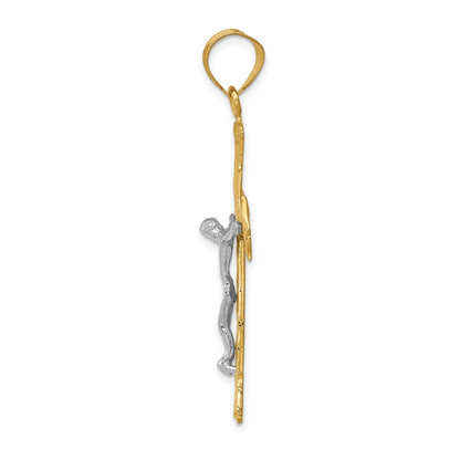 10K Two-Tone Diamond-Cut Crucifix Pendant