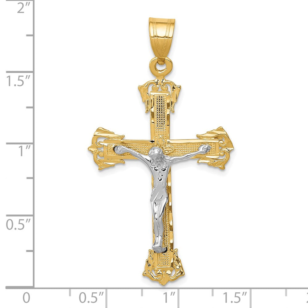 10K Two-Tone Diamond-Cut Crucifix Pendant