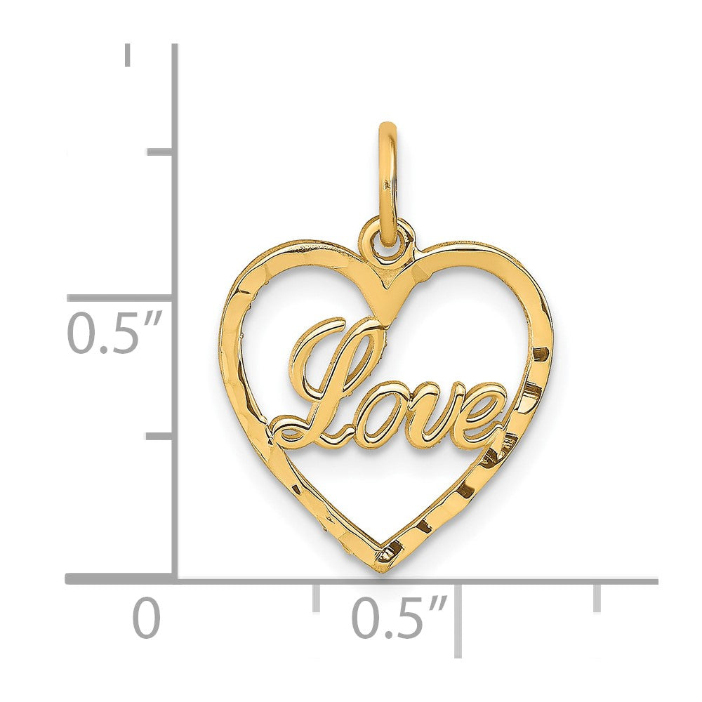 10k Yellow Gold Polished LOVE Heart Pendant