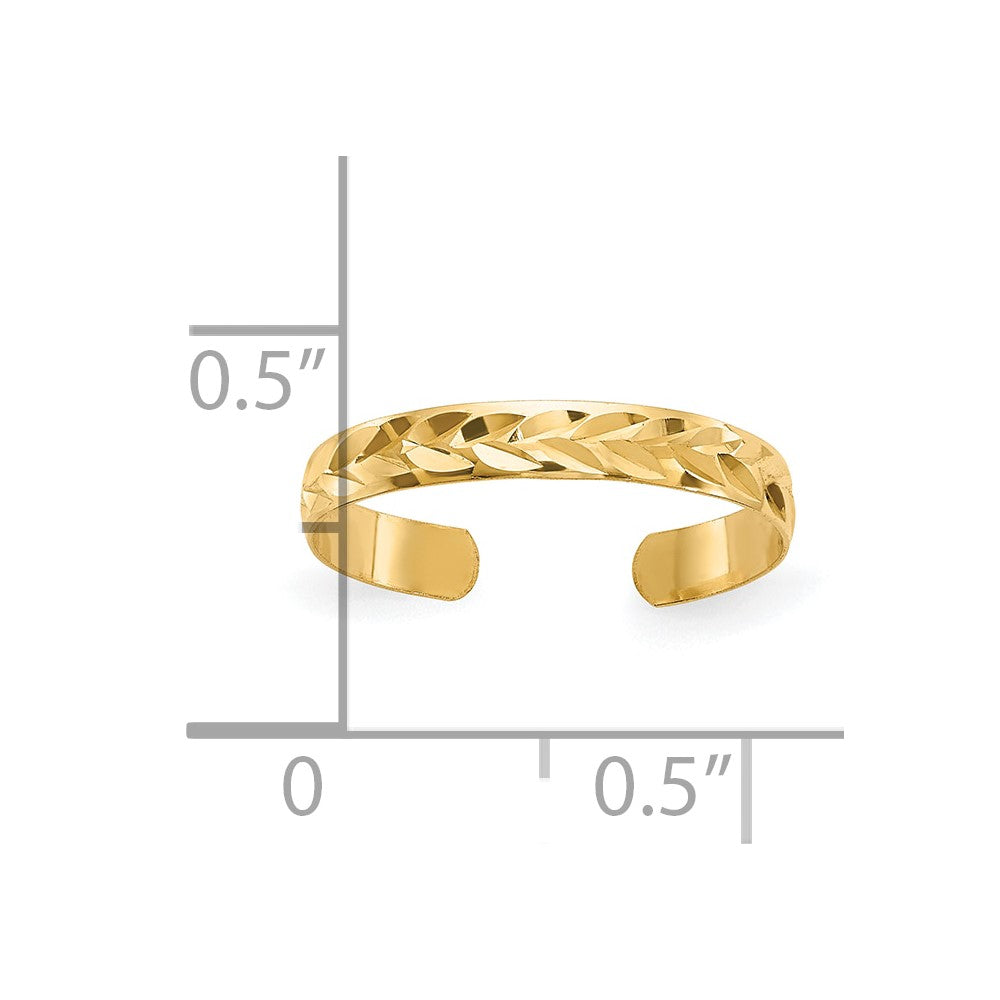 10K Yellow Gold 10K Diamond-Cut Toe Ring