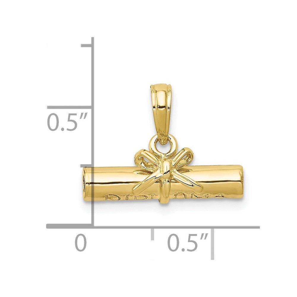10K Yellow Gold 3-D Diploma Pendant