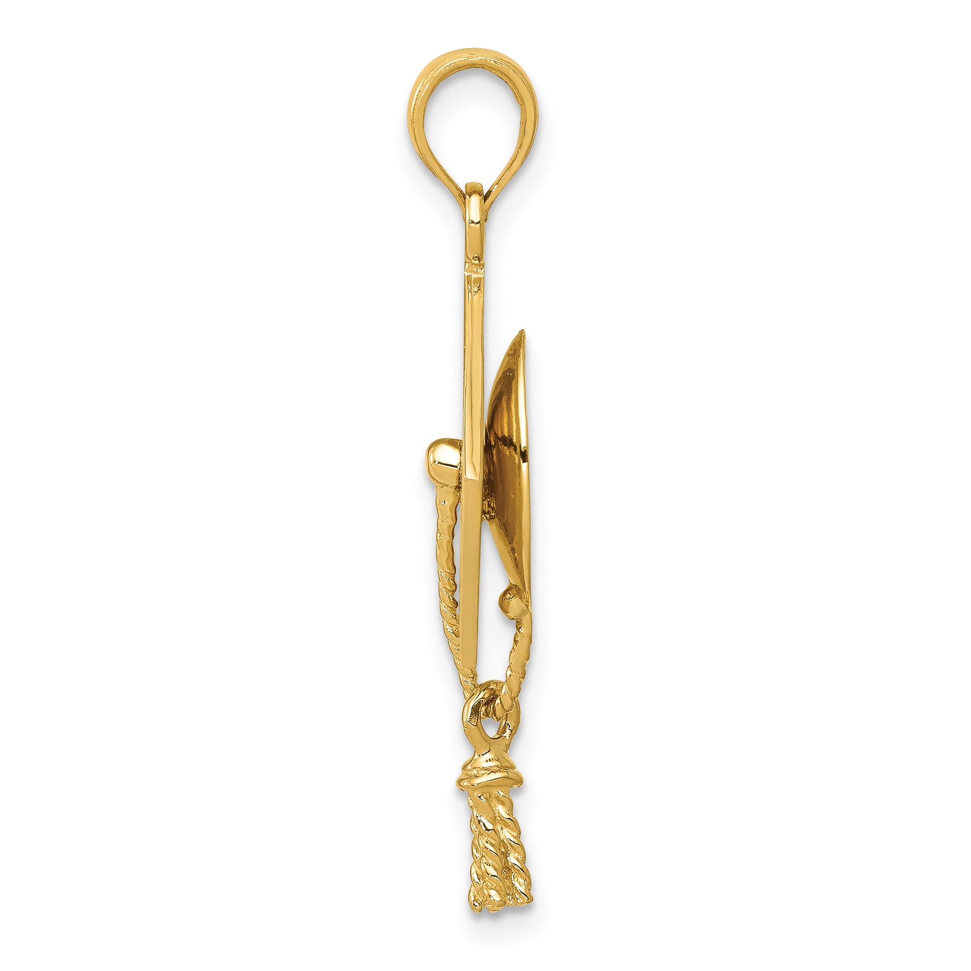 10K Yellow Gold Solid Polished 3-D Graduation Cap Pendant