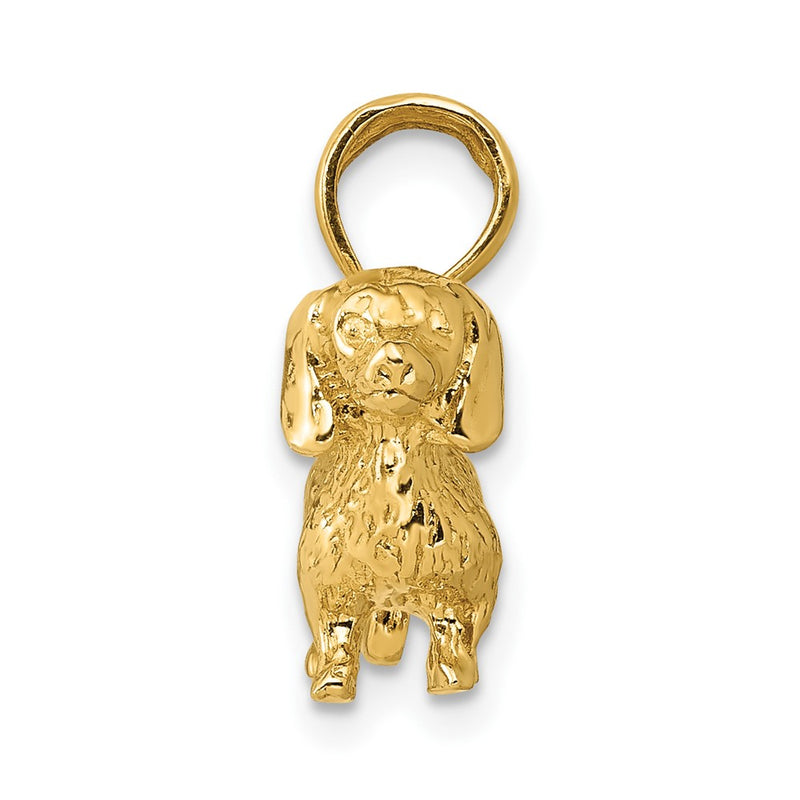 10K Yellow Gold Solid Polished 3-Dimensional Wire Haired Dachshund Charm