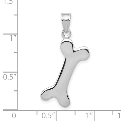 10K White Gold 3-D Dog Bone Pendant