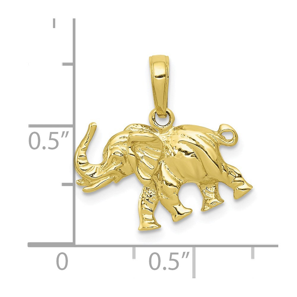 10K Yellow Gold 10K Satin 3-D Elephant Pendant