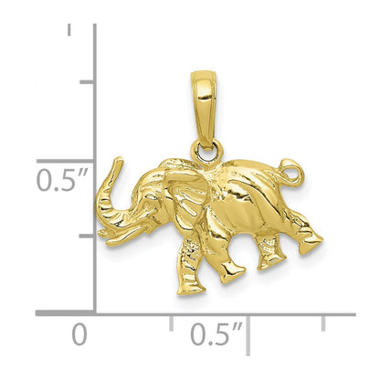 10K Yellow Gold 10K Satin 3-D Elephant Pendant
