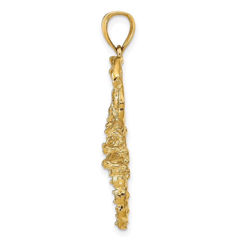 10K Yellow Gold Solid Polished Open-Backed Scorpion Pendant