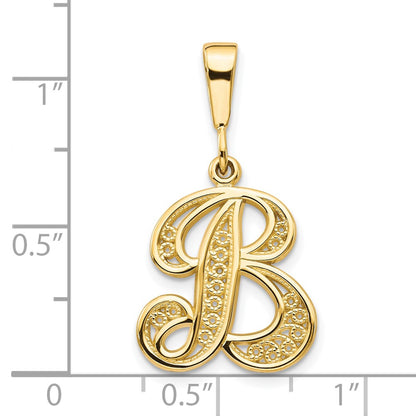 10K Yellow Gold Filigree Initial B Pendant