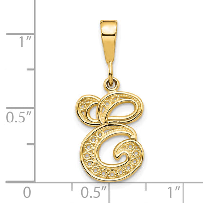 10K Yellow Gold Initial E Pendant